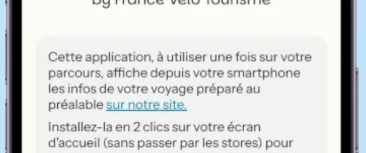 Application web mobile France Vélo Tourisme - installer l'application