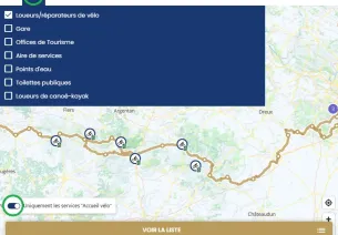 Search for day bike hire along the Véloscénie on the maps on the Véloscénie website