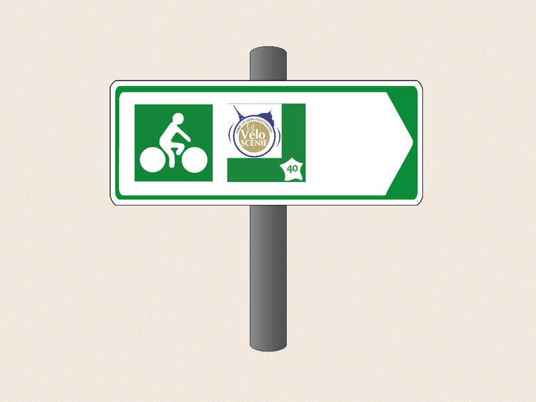 official signs indicating a national cycle route along the Veloscenic Paris - Mont Saint-Michel
